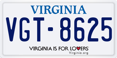 VA license plate VGT8625