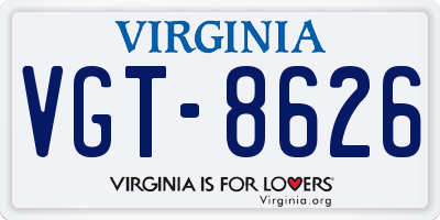 VA license plate VGT8626