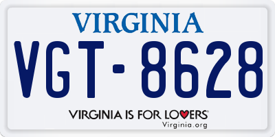 VA license plate VGT8628