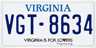 VA license plate VGT8634