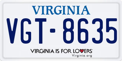 VA license plate VGT8635