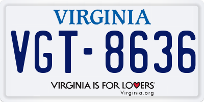 VA license plate VGT8636