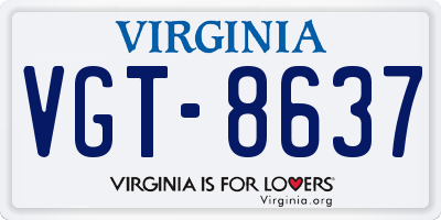 VA license plate VGT8637