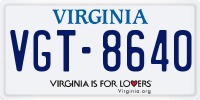 VA license plate VGT8640
