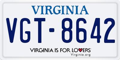 VA license plate VGT8642