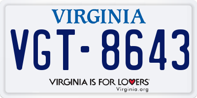 VA license plate VGT8643