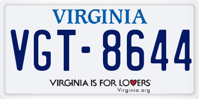 VA license plate VGT8644