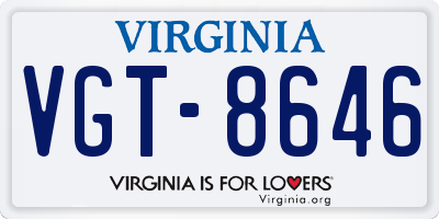 VA license plate VGT8646