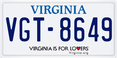 VA license plate VGT8649