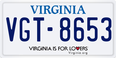 VA license plate VGT8653