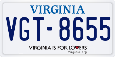 VA license plate VGT8655