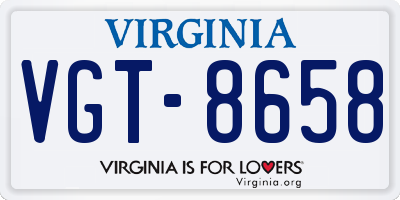 VA license plate VGT8658