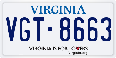 VA license plate VGT8663