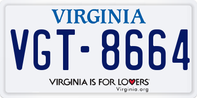 VA license plate VGT8664