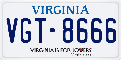 VA license plate VGT8666