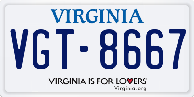VA license plate VGT8667