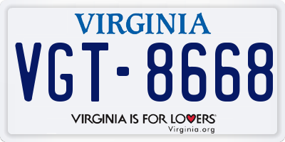 VA license plate VGT8668