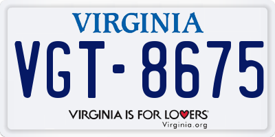 VA license plate VGT8675