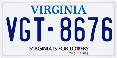 VA license plate VGT8676