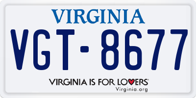 VA license plate VGT8677