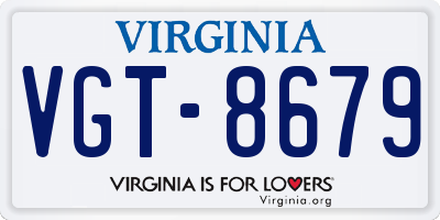 VA license plate VGT8679