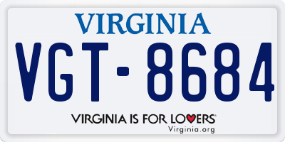 VA license plate VGT8684
