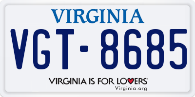 VA license plate VGT8685