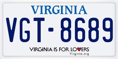 VA license plate VGT8689