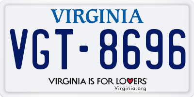 VA license plate VGT8696