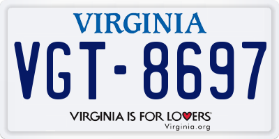 VA license plate VGT8697