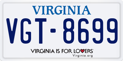 VA license plate VGT8699