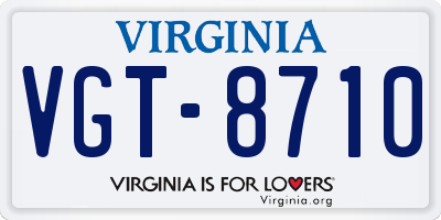 VA license plate VGT8710