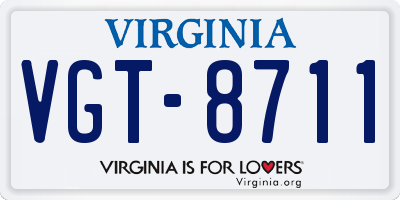 VA license plate VGT8711