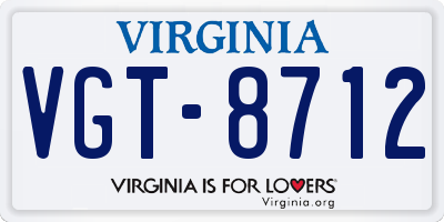 VA license plate VGT8712
