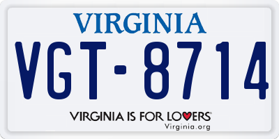 VA license plate VGT8714