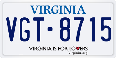 VA license plate VGT8715