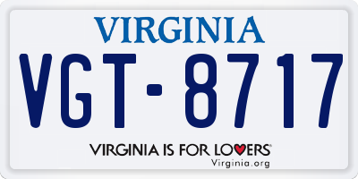 VA license plate VGT8717