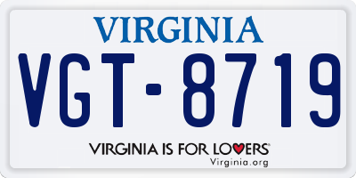 VA license plate VGT8719