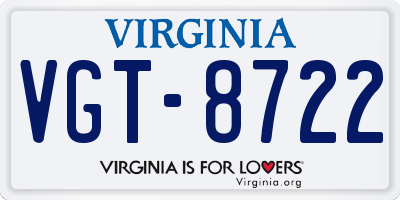 VA license plate VGT8722