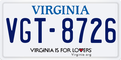 VA license plate VGT8726