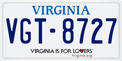 VA license plate VGT8727