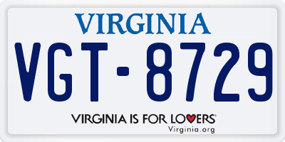 VA license plate VGT8729