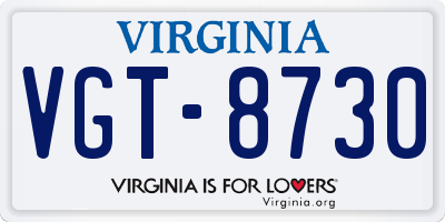 VA license plate VGT8730