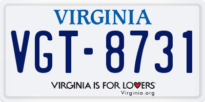 VA license plate VGT8731