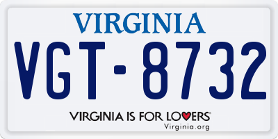 VA license plate VGT8732