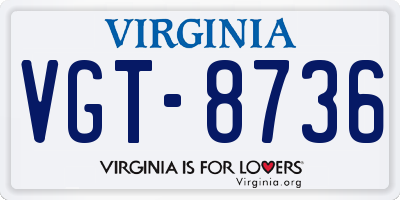 VA license plate VGT8736