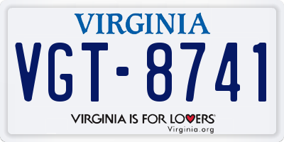 VA license plate VGT8741