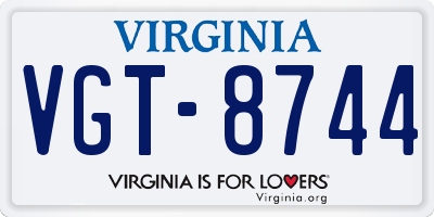 VA license plate VGT8744