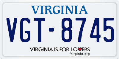 VA license plate VGT8745