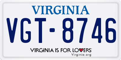 VA license plate VGT8746
